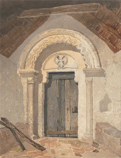 Normandische Deur, Tottenhill Kerk, Norfolk door John Sell Cotman